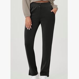 ODODOS Modal Soft Split-Hem High Waist Pants Black